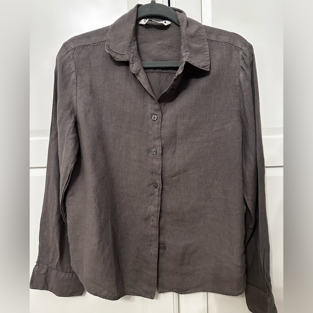 Grey linen shacket